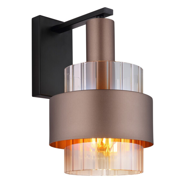 Milley Wall Lamp Matt Black Amber Glass Shade 1x E27 - image 1