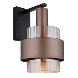 Milley Wall Lamp Matt Black Amber Glass Shade 1x E27 - thumbnail 2
