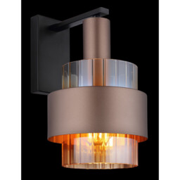 Milley Wall Lamp Matt Black Amber Glass Shade 1x E27 - thumbnail 5