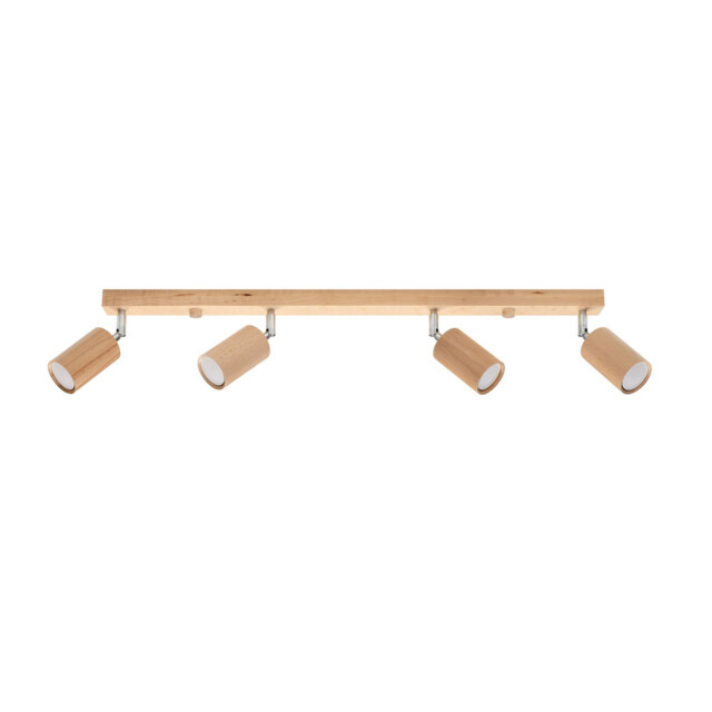 Berg Ceiling 4 Spotlight Bar, Natural Wood, 80cm - image 1