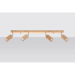 Berg Ceiling 4 Spotlight Bar, Natural Wood, 80cm - thumbnail 2
