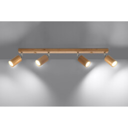 Berg Ceiling 4 Spotlight Bar, Natural Wood, 80cm - thumbnail 3
