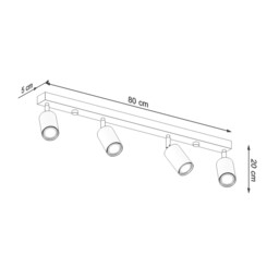 Berg Ceiling 4 Spotlight Bar, Natural Wood, 80cm - thumbnail 5