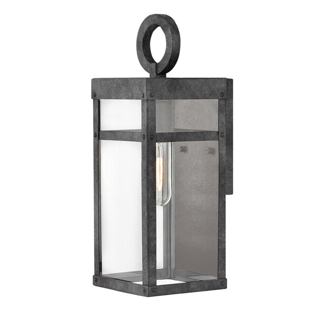 Hinkley Porter Outdoor Wall Lantern Aged Zinc, IP44 - image 1
