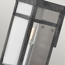 Hinkley Porter Outdoor Wall Lantern Aged Zinc, IP44 - thumbnail 3
