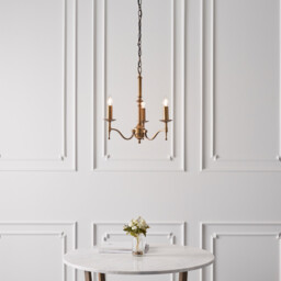 Stanford 3 Light Multi Arm Ceiling Pendant Chandelier Antique Brass, E14 - thumbnail 5