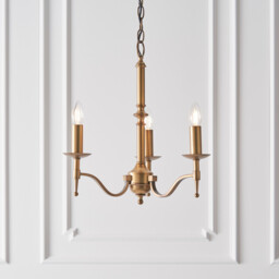 Stanford 3 Light Multi Arm Ceiling Pendant Chandelier Antique Brass, E14 - thumbnail 2