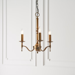 Stanford 3 Light Multi Arm Ceiling Pendant Chandelier Antique Brass, E14 - thumbnail 3