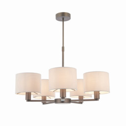 Daley 5 Light Multi Arm Pendant Light Antique Bronze Plate Marble Fabric