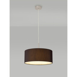 Baymont Satin Nickel E27 Single Pendant With 40cm x 18cm Faux Silk Shade, Black/White Laminate - thumbnail 2
