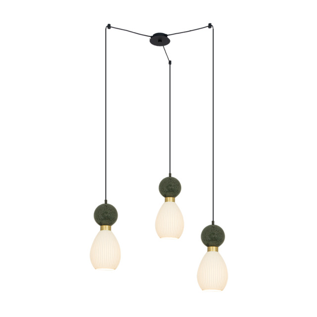 Galara Cluster Pendant Ceiling Light Sandy Black-Brass-Green Marble 3XE14 - image 1