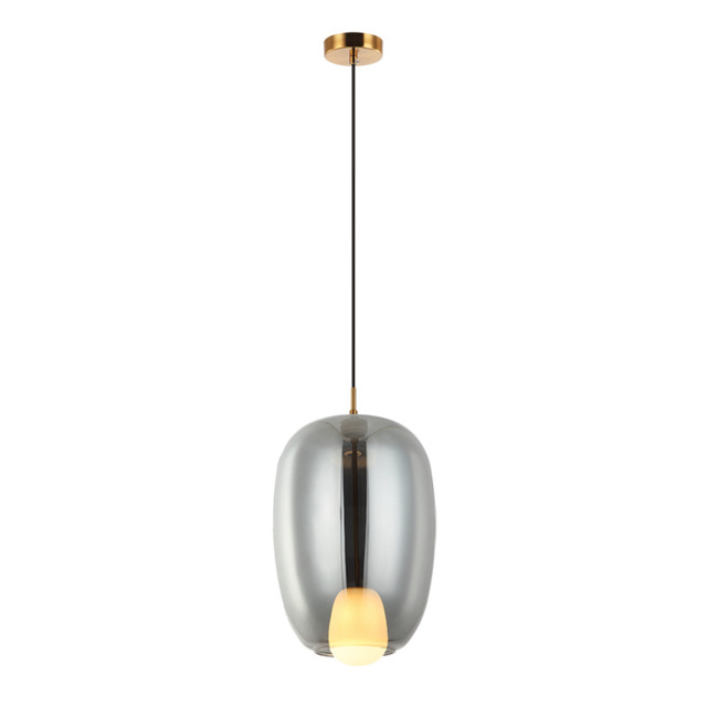 Oresta Dome Pendant Ceiling Light Smoked Glass - Gold Matt 1xG9 LED - Driver Not Included - image 1