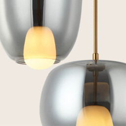 Oresta Dome Pendant Ceiling Light Smoked Glass - Gold Matt 1xG9 LED - Driver Not Included - thumbnail 3