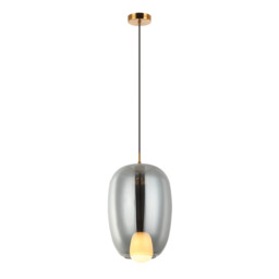 Oresta Dome Pendant Ceiling Light Smoked Glass - Gold Matt 1xG9 LED - Driver Not Included