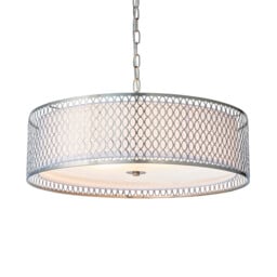 Cordero 3 Light Round Ceiling Pendant Satin Nickel Plate & White Cotton Mix, E27