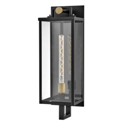 Catalina Large Outdoor Wall Lantern Black with Burnished Bronze accents IP44 - thumbnail 1