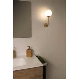 Gala Bathroom Globe Wall Lamp Satin Gold 1x g9 IP44 - thumbnail 3