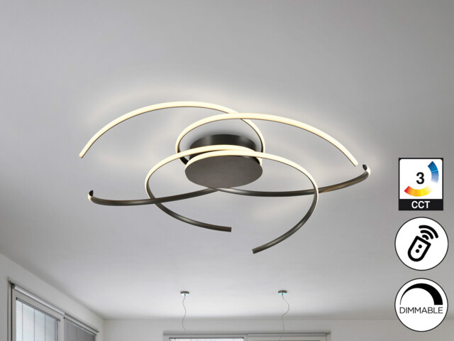 Cadence Integrated LED Semi Flush Ceiling Light Black 2700-5000K Remote Control - image 1