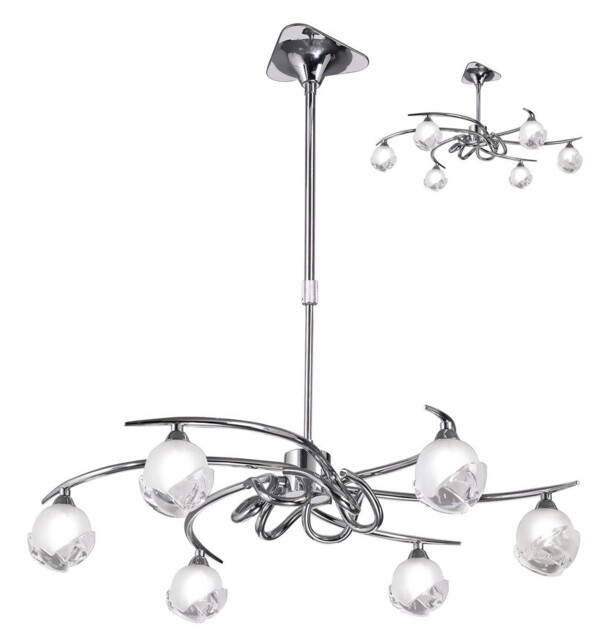 Fragma Telescopic Semi Flush Convertible 6 Light G9, Polished Chrome - image 1