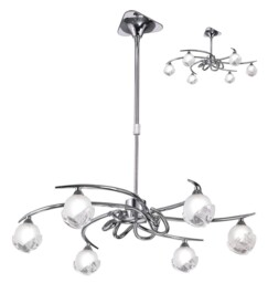 Fragma Telescopic Semi Flush Convertible 6 Light G9, Polished Chrome - thumbnail 1
