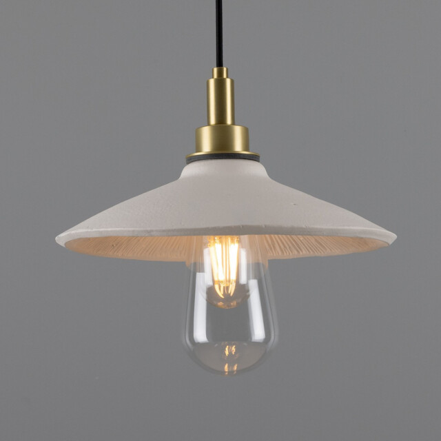 Pyrus Bathroom Pendant, Matte White Striped, Satin Brass, IP44 - image 1