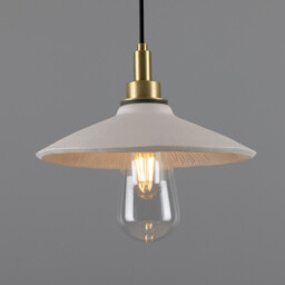 Pyrus Bathroom Pendant, Matte White Striped, Satin Brass, IP44 - thumbnail 1