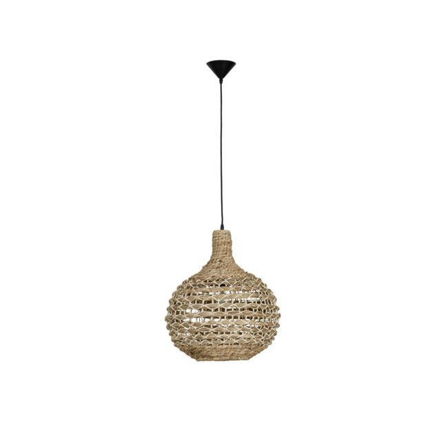 Griffin 46cm Dome Pendant Ceiling Light Dried Water Hyacinth Black Fabric Wire, Base LED E27 - image 1