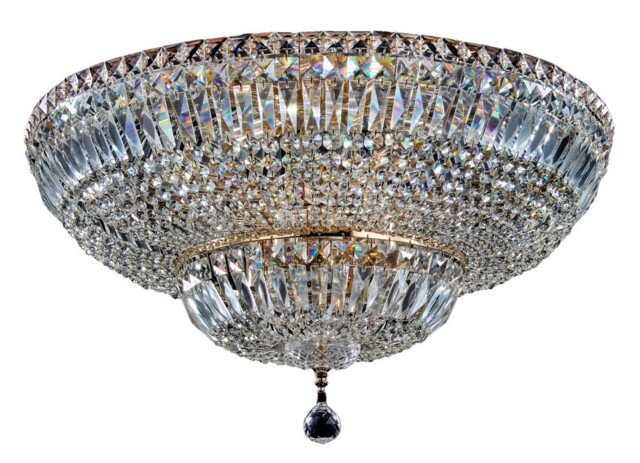 Basfor Semi Flush Ceiling Lamp Gold Antique & Crystal, 16 Light, E14 - image 1