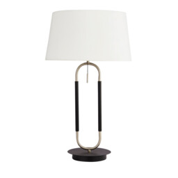 Jazz 1 Light Table Lamp, Satin Silver And Black, White Velvet Shade Pull Switch - thumbnail 3