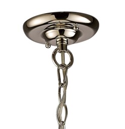 Hilton Tetragonal Caged Ceiling Pendant 3 Light E14 Polished Nickel, Taupe Wood - thumbnail 5