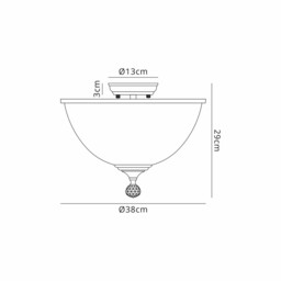 Dresden 2 Light Semi Flush Ceiling Lamp E27 With Dome 38cm Glass Shade Matt Black, Clear - thumbnail 2