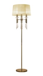 Tiffany Floor Lamp 3+3 Light E27+G9, Antique Brass with Soft Bronze Shade & Clear Crystal - thumbnail 3
