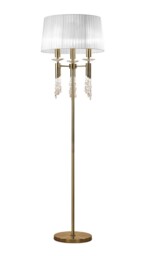 Tiffany Floor Lamp 3+3 Light E27+G9, Antique Brass with Soft Bronze Shade & Clear Crystal - thumbnail 5