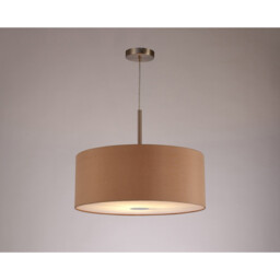 Baymont Satin Nickel E27 Single Pendant With 50cm Dual Faux Silk Shade, Antique Gold/Ruby - thumbnail 2