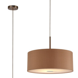 Baymont Satin Nickel E27 Single Pendant With 50cm Dual Faux Silk Shade, Antique Gold/Ruby