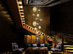 Ovila Modern Cluster Dimmable 13 Light LED Pendant Light, Oval Smoke & Brandy Shades with Remote Control - thumbnail 2