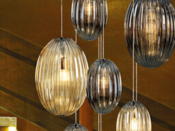 Ovila Modern Cluster Dimmable 13 Light LED Pendant Light, Oval Smoke & Brandy Shades with Remote Control - thumbnail 3