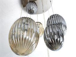 Ovila Modern Cluster Dimmable 13 Light LED Pendant Light, Oval Smoke & Brandy Shades with Remote Control - thumbnail 5