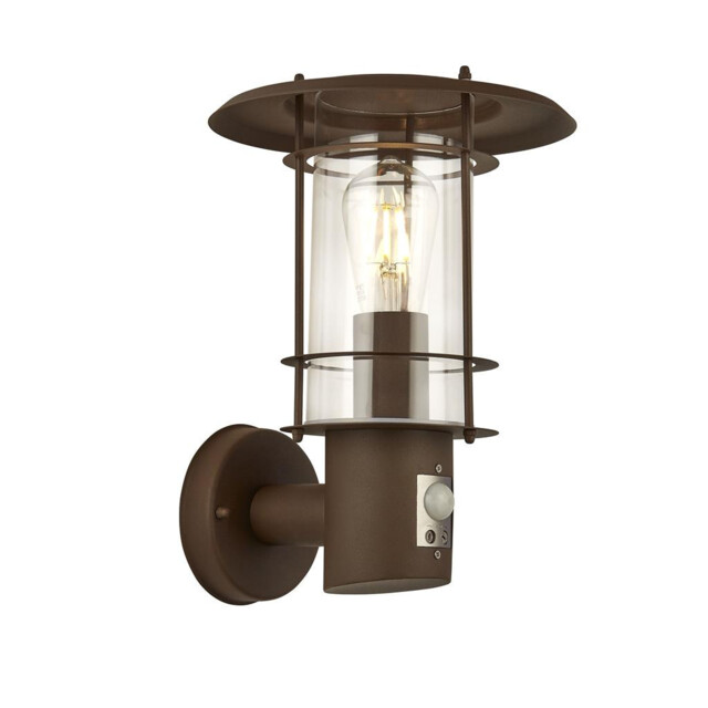 Edgeware Outdoor & Porch Wall Light, Sensor Rust Brown IP44 - image 1