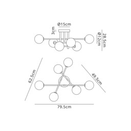 Tivoli Semi Flush Ceiling Tiered, 6 Light G9, IP44, Brass Gold/Clear Smooth Round Glass - thumbnail 2