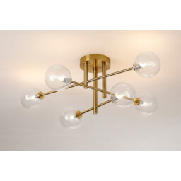 Tivoli Semi Flush Ceiling Tiered, 6 Light G9, IP44, Brass Gold/Clear Smooth Round Glass - thumbnail 3