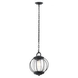Vandalia 1 Light Small Outdoor Ceiling Chain Lantern Black, E27