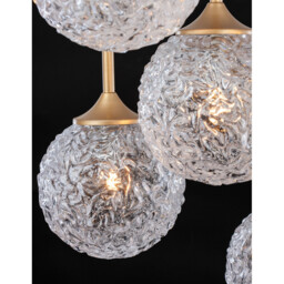 Mirano 5 Light Cluster Pendant Ceiling Light Clear Structured Glass, Brushed Gold Steel LED G9 IP20 - thumbnail 3