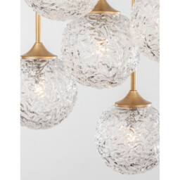 Mirano 5 Light Cluster Pendant Ceiling Light Clear Structured Glass, Brushed Gold Steel LED G9 IP20 - thumbnail 5