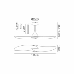 Ipanema 1m 32W Twin Blade Ceiling Fan (No Light), Remote Control, White/Wood, 5yrs Warranty - thumbnail 3