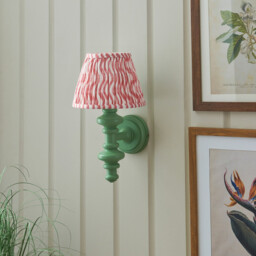 Carnaby Satin Cotswold Green Paint Wall Light with Coral Pink Fabric Ripple Shade 20cm B22 - thumbnail 3