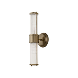 Fairport 2 Light Glass Rod Wall Up & Down, E14, IP44, Antique Brass/Clear Glass Rods - thumbnail 5