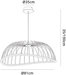 Celeste Caged Ceiling Pendant 81cm Round, 40W LED, 3000K, 2800lm, White - thumbnail 2