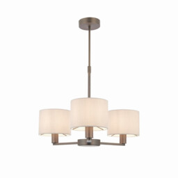 Daley 3 Light Multi Arm Pendant Light Antique Bronze Plate Marble Fabric
