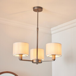 Daley 3 Light Multi Arm Pendant Light Antique Bronze Plate Marble Fabric - thumbnail 3